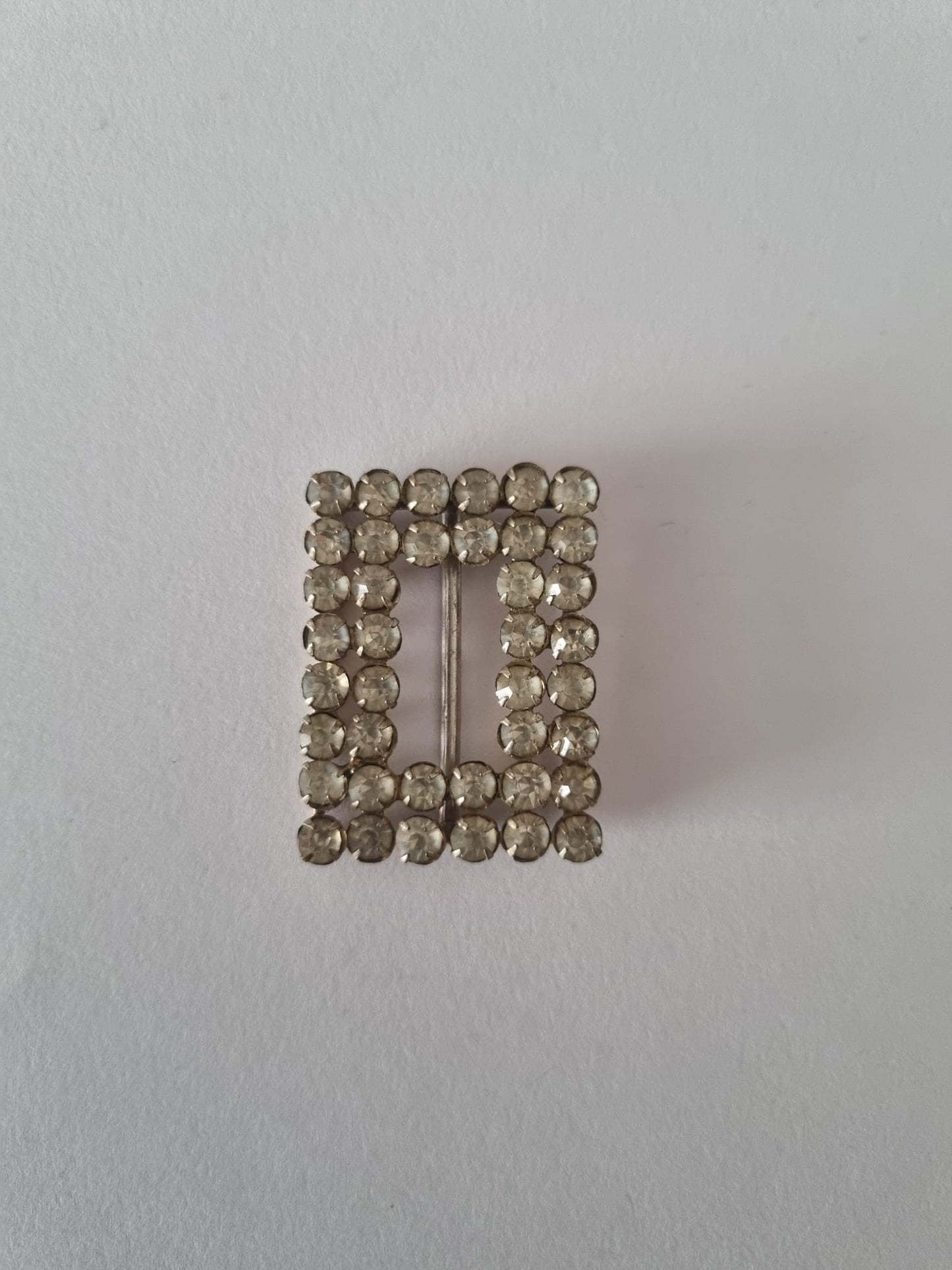 Antique Vintage Square Paste buckle 1940's rhinestone buckle