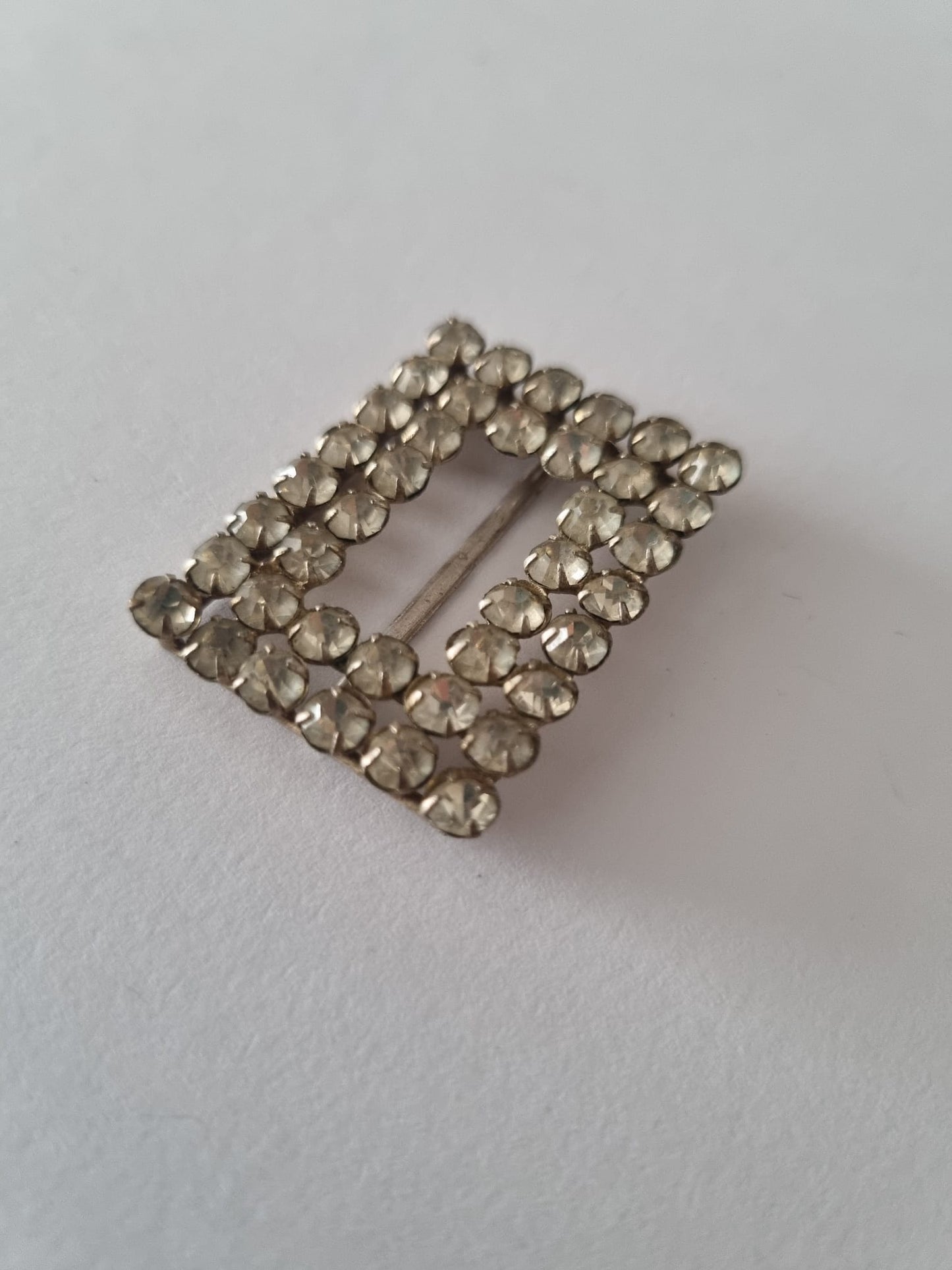 Antique Vintage Square Paste buckle 1940's rhinestone buckle