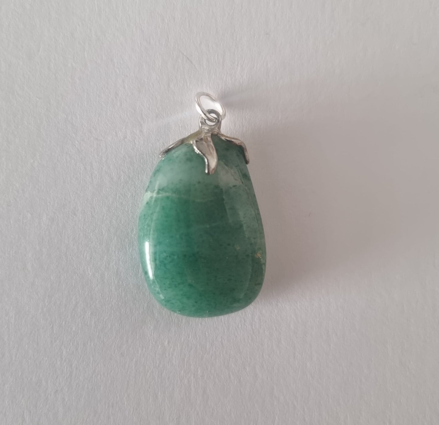 Antique Vintage Green bustone jade pendant, sparkly silver 925 top