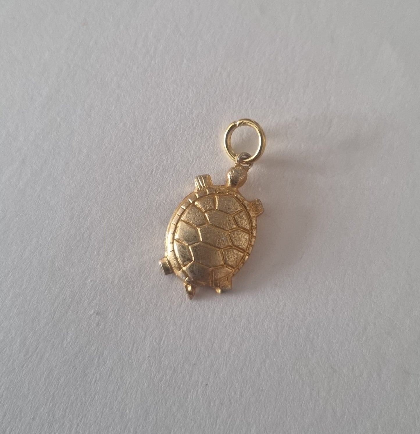 Antique Vintage Small patina vintage turtle charm gold tone pendant