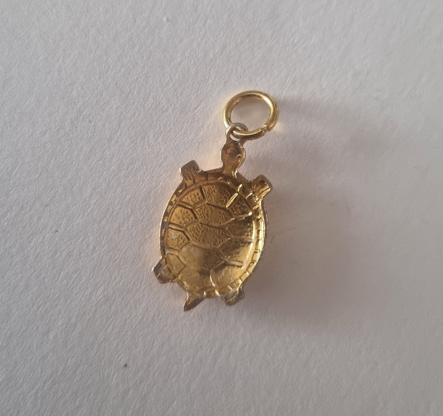 Antique Vintage Small patina vintage turtle charm gold tone pendant