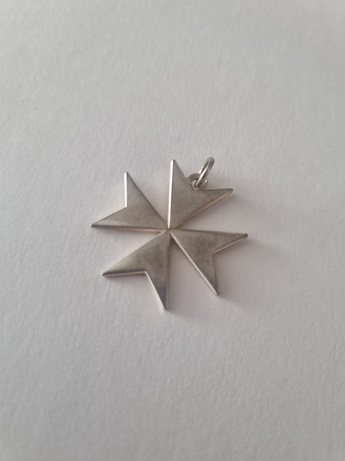 Antique Vintage Silver Maltese Cross Pendant charm. Delicate and lightweight