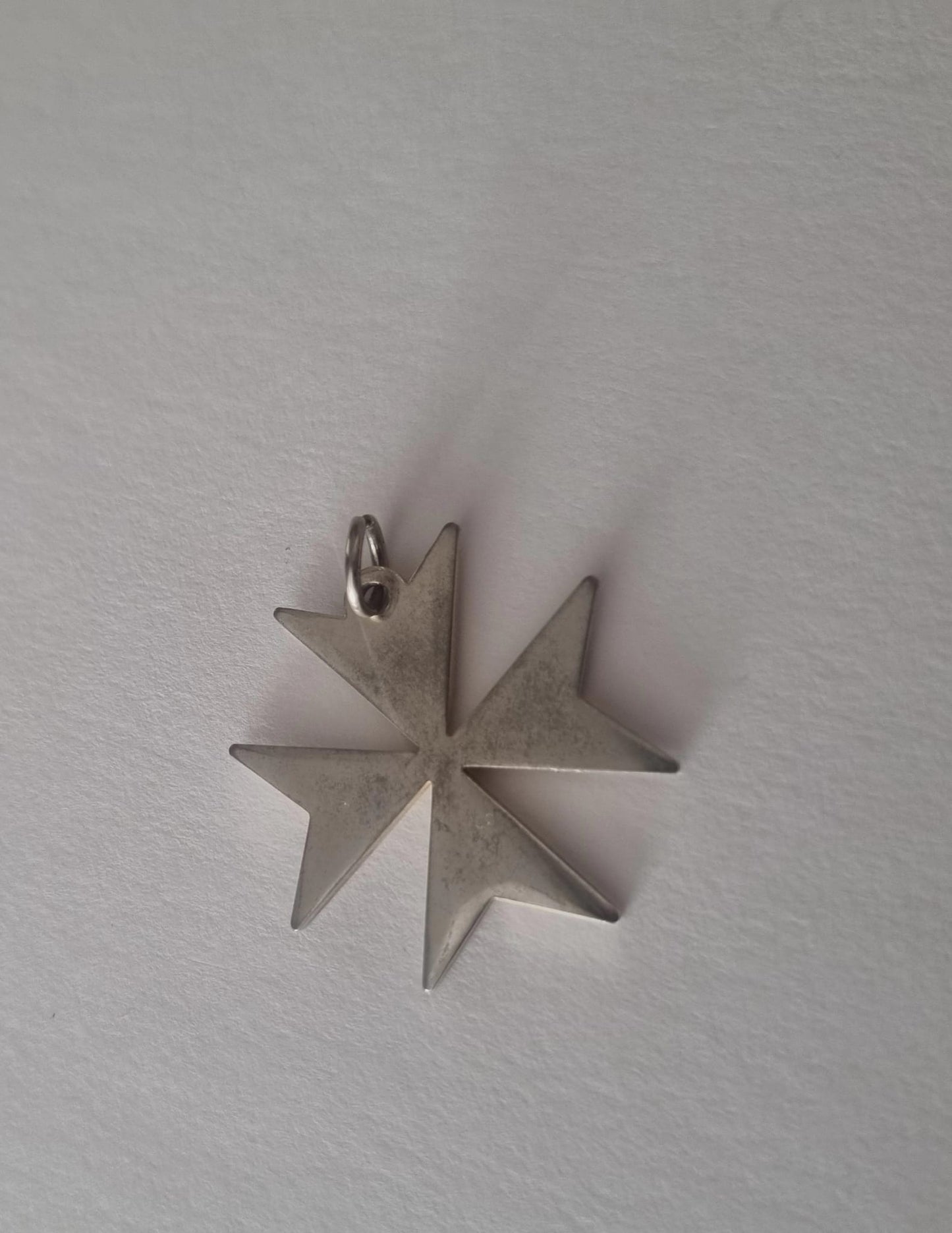 Antique Vintage Silver Maltese Cross Pendant charm. Delicate and lightweight