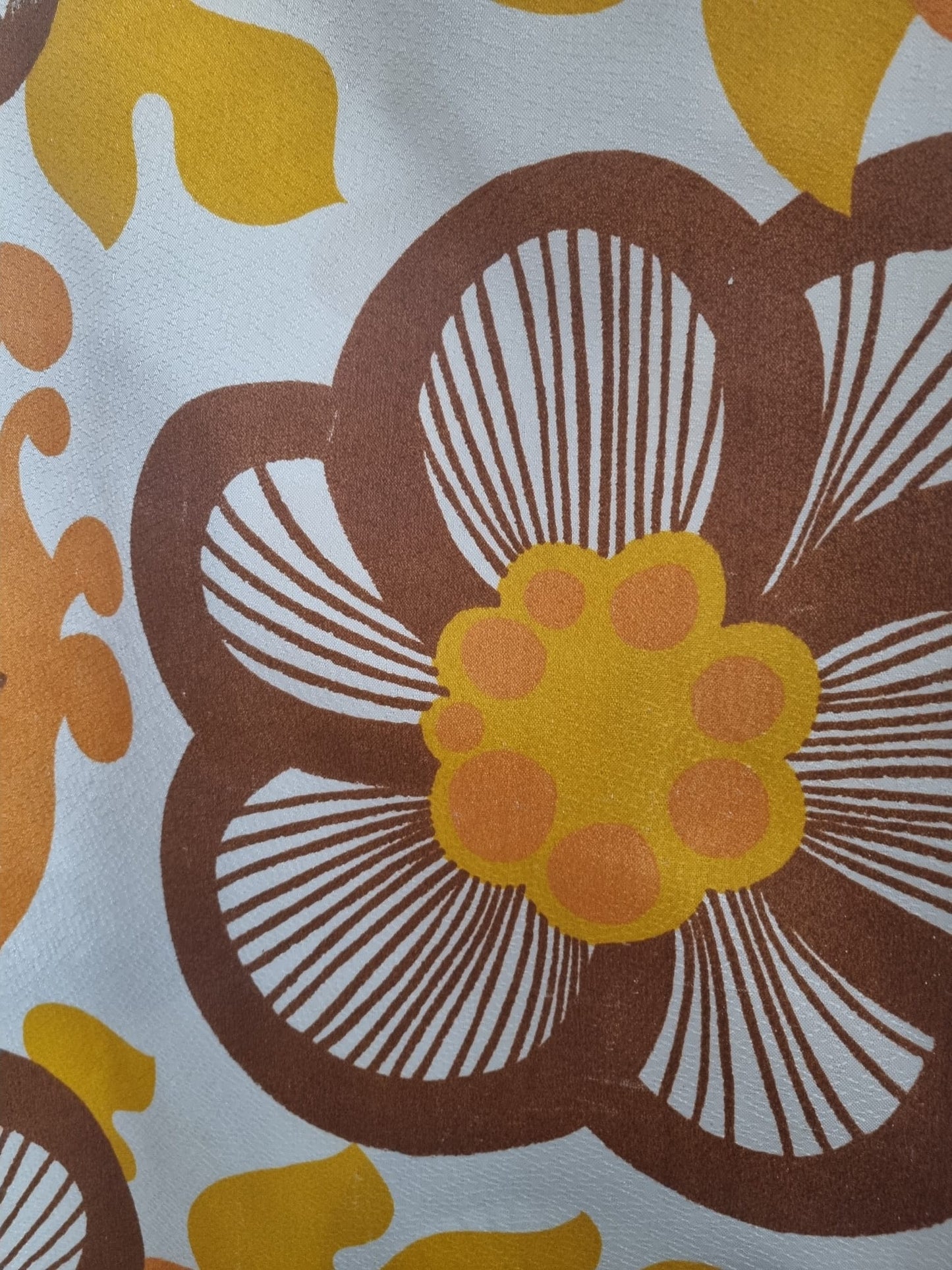 Vintage Handmade Orange and Yellow Abstract Flower Pattern Curtain