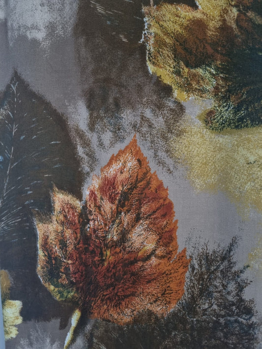 Vintage Handmade Lined Autumn Leaves Single Curtain.