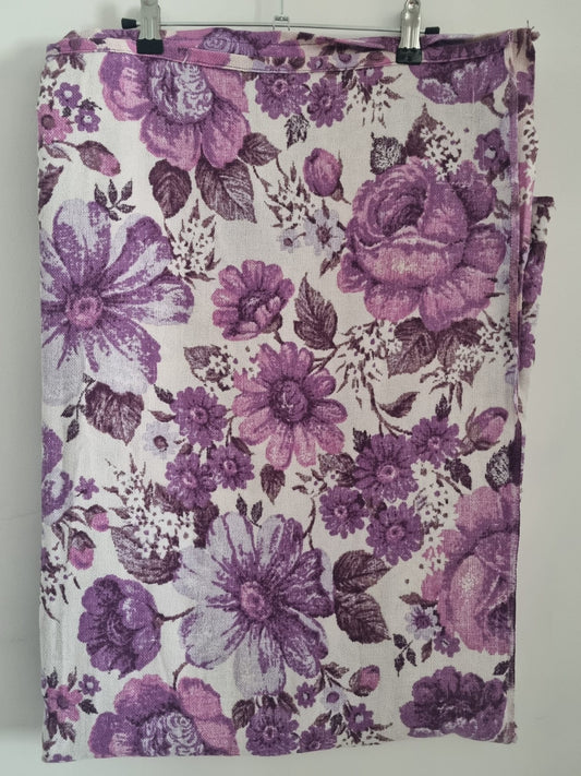 Vintage St Michael Purple and White Single Bed Cover Fabric Remnant