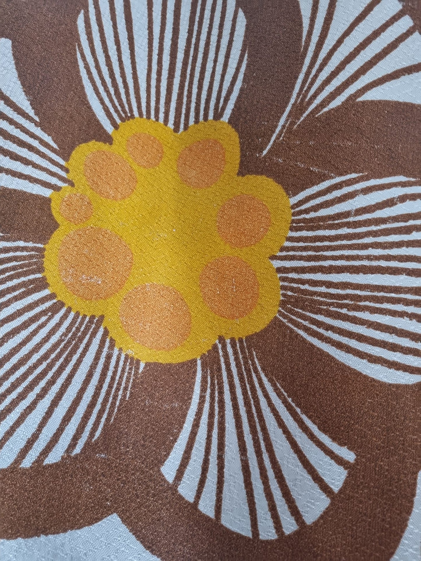 Vintage Handmade Orange and Yellow Abstract Flower Pattern Curtain