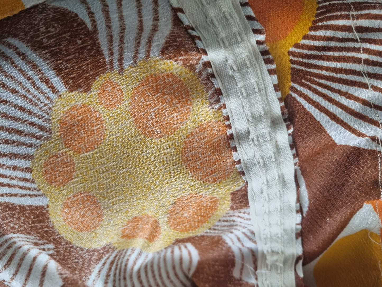 Vintage Handmade Orange and Yellow Abstract Flower Pattern Curtain