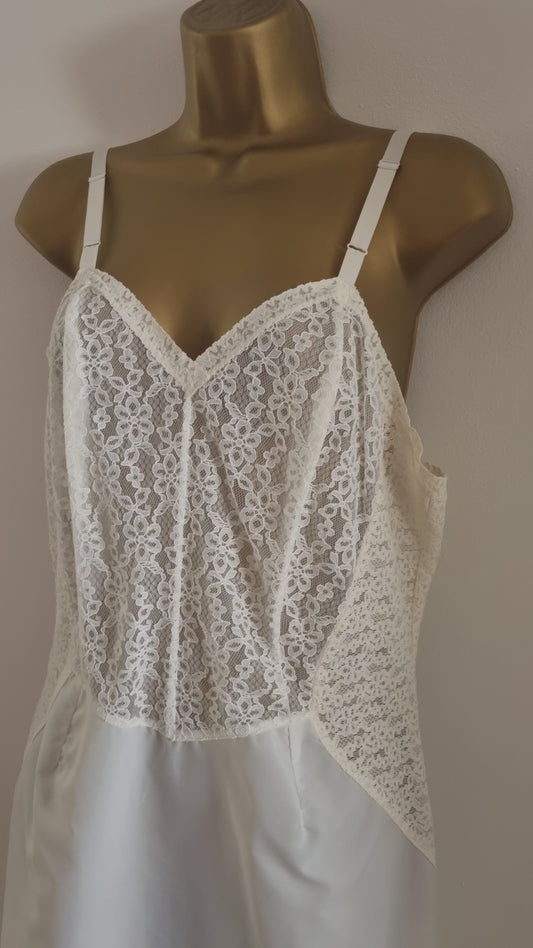 Slip Vintage St. Michael White Midi Lace Dress with Adjustable Straps