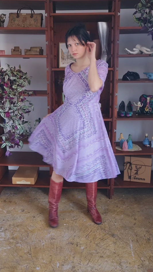 Vintage Your Sixth Sense Purple Flounce Dress With Pleated Skirt