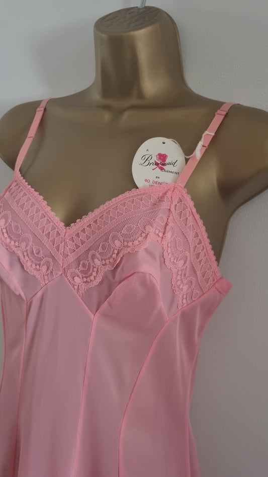 Vintage Briermaid Garment Pink Short Nylon Slip Dress Deadstock