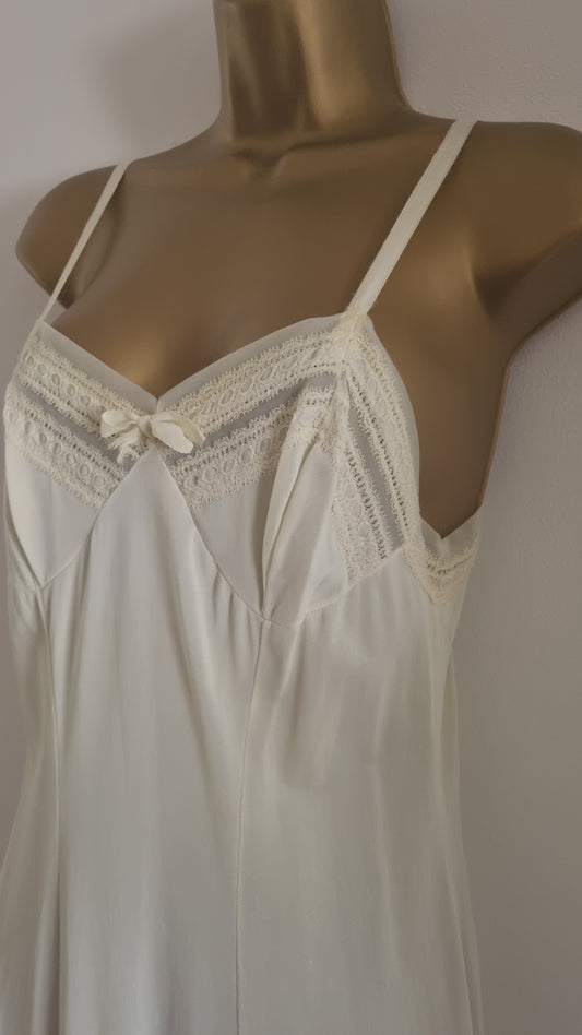 Vintage Lemon Yellow Midi Lace Bow Slip Dress for Elegant Occasions