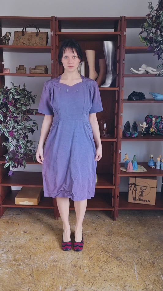 Vintage Sevillette Gown Laura Leeds Purple Beaded Dress