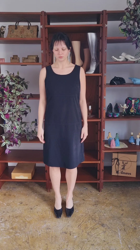 Vintage Next Little Black Velvet Sleeveless Dress Size 12