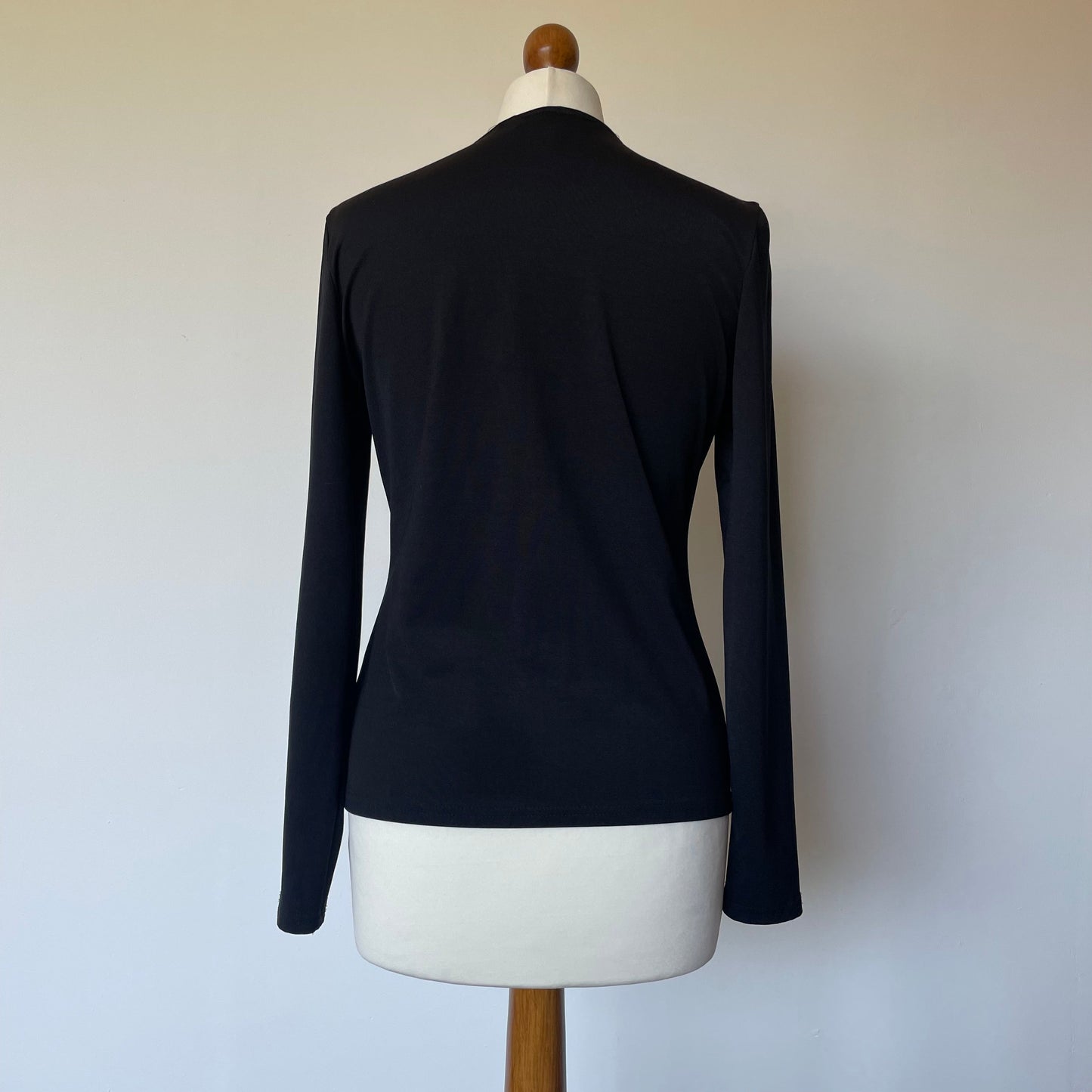 Vintage Black Cardigan with Green and Red Flower Embroidery