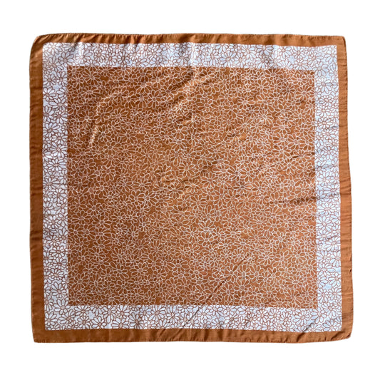 The Rust Brown Floral One Vintage Scarf Handmade Unique Design