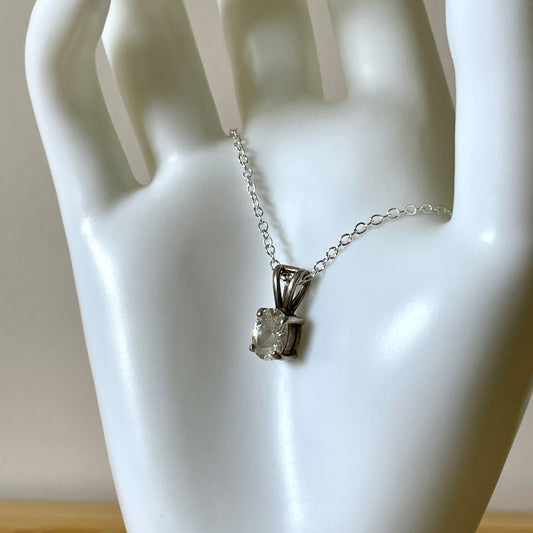 Necklace Sterling Silver 925 Oval Cubic Zirconia Drop Pendant