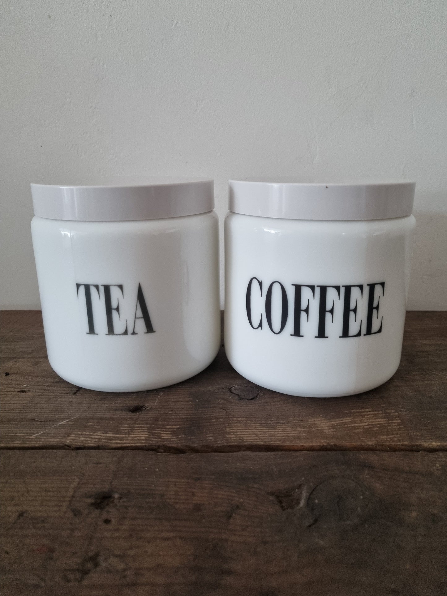 Tea And Coffee Vintage CLP Milk Glass Jars