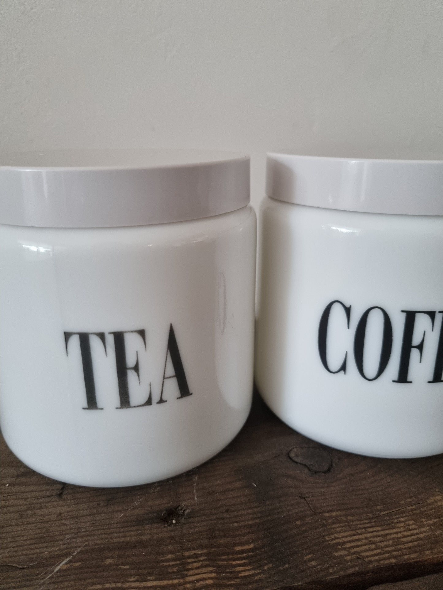 Tea And Coffee Vintage CLP Milk Glass Jars