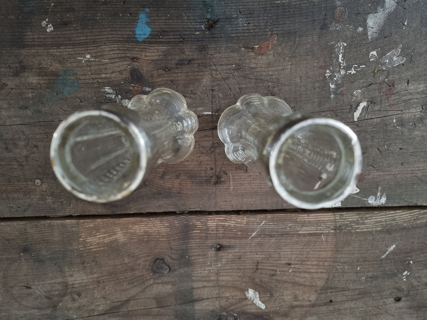 Two Silver Top Hallmarked Vintage Matching Glass Vases