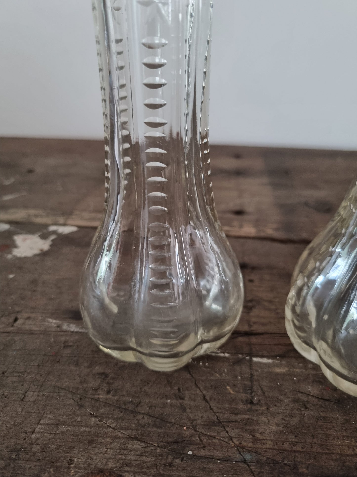 Two Silver Top Hallmarked Vintage Matching Glass Vases