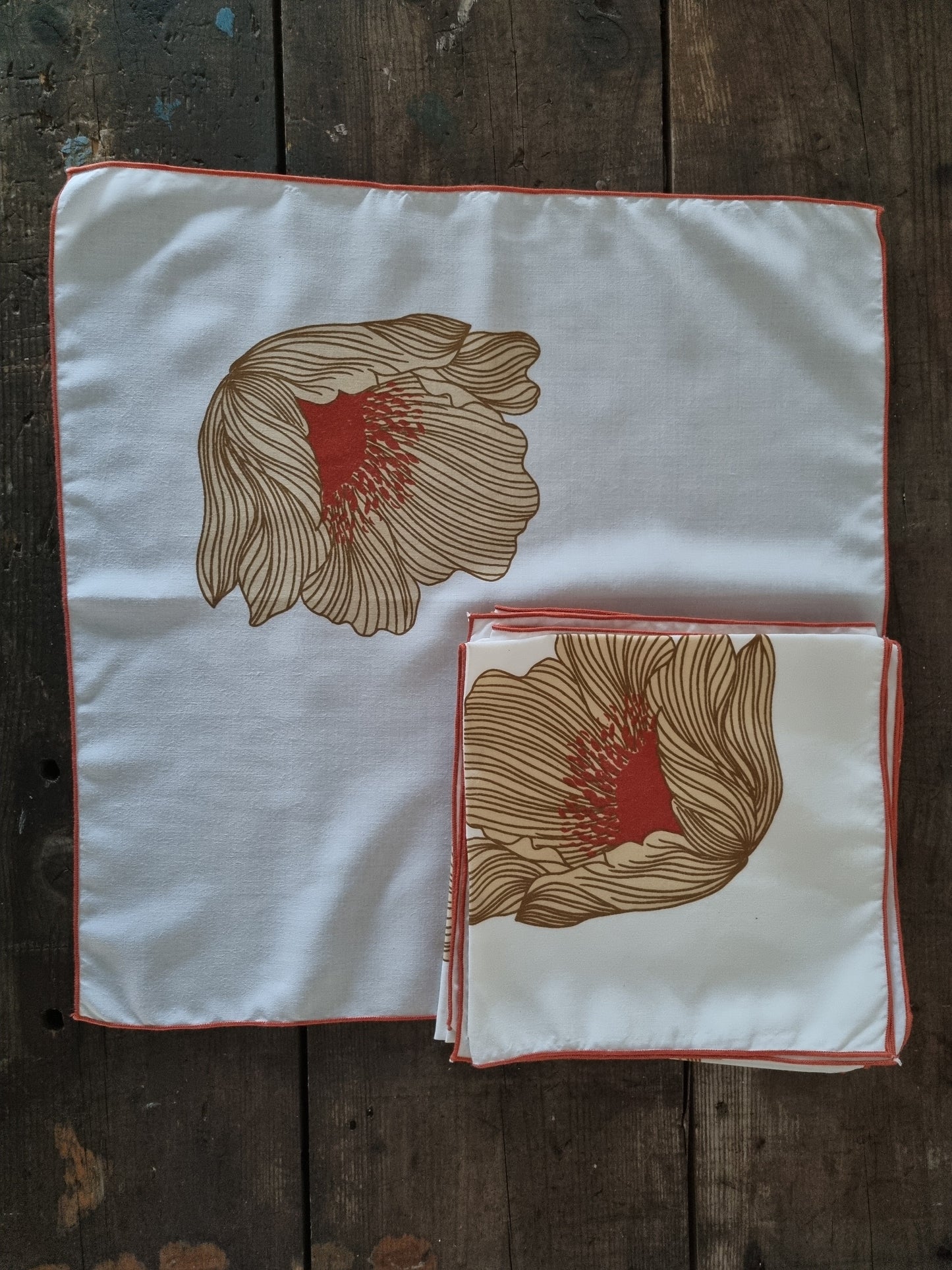 Set of White Floral 70s Placemats