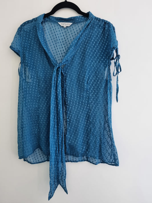 Topshop Sheer Blue Blouse (UK14)