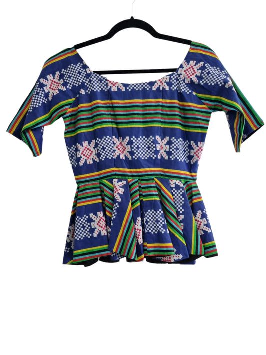 Handmade Bold Pattern Peplum Top (UK8-10)