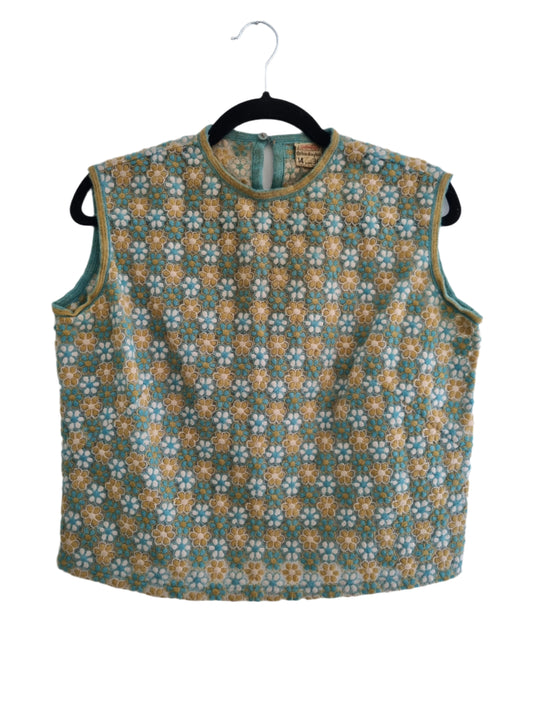 St Michael Vintage Floral Sheer Tank Top (UK14)