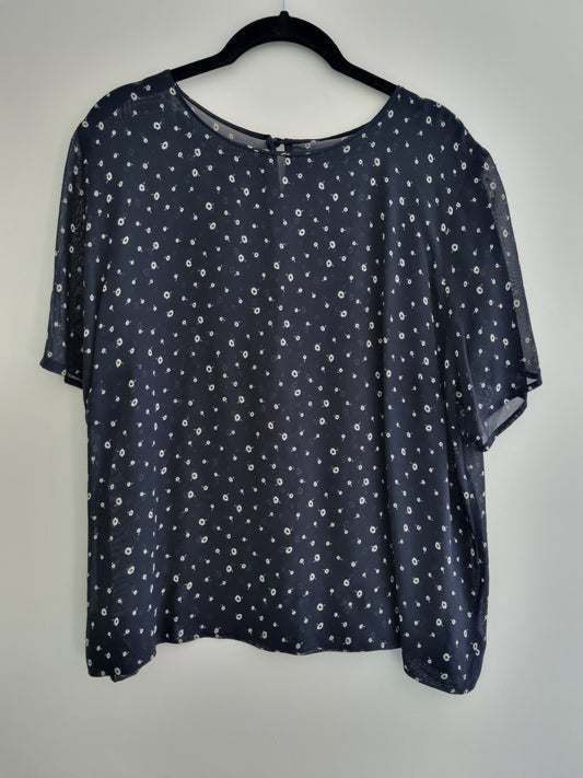 Sheer Navy Ditsy Blouse (UK18)