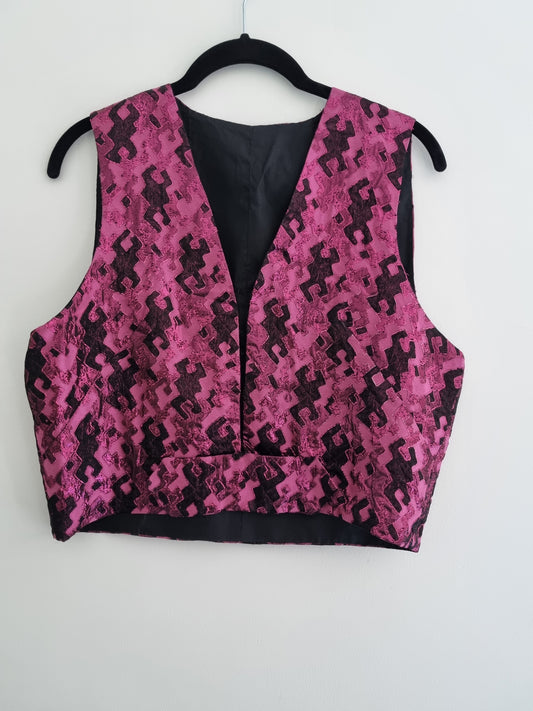 Vintage Pink and Black Cutout Cropped Tank (UK16)