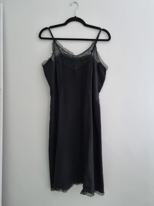 Vintage Kayser Bondor Black Slip Dress (UK12-14)