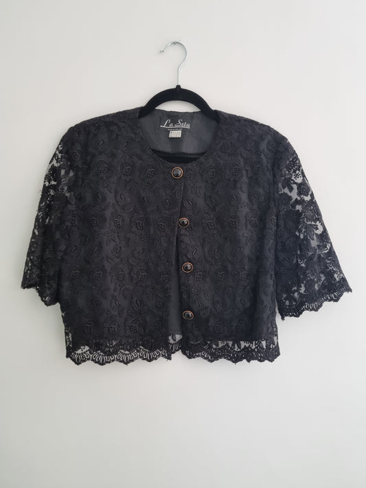 Vintage La Seta Black Lace Jacket (UK14)