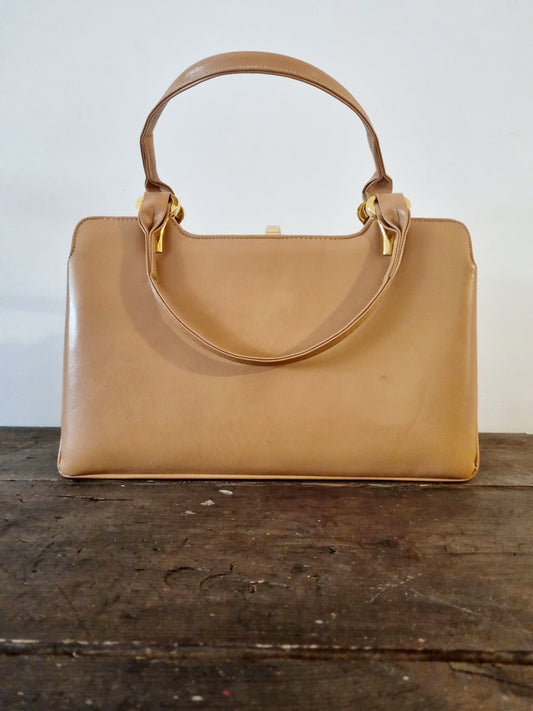 Vintage Tan Top Handle Handbag