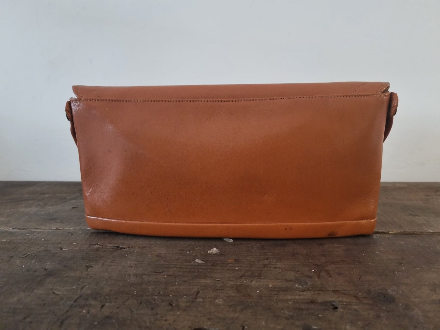 Vintage Tan Brown Leather Top Handle Handbag