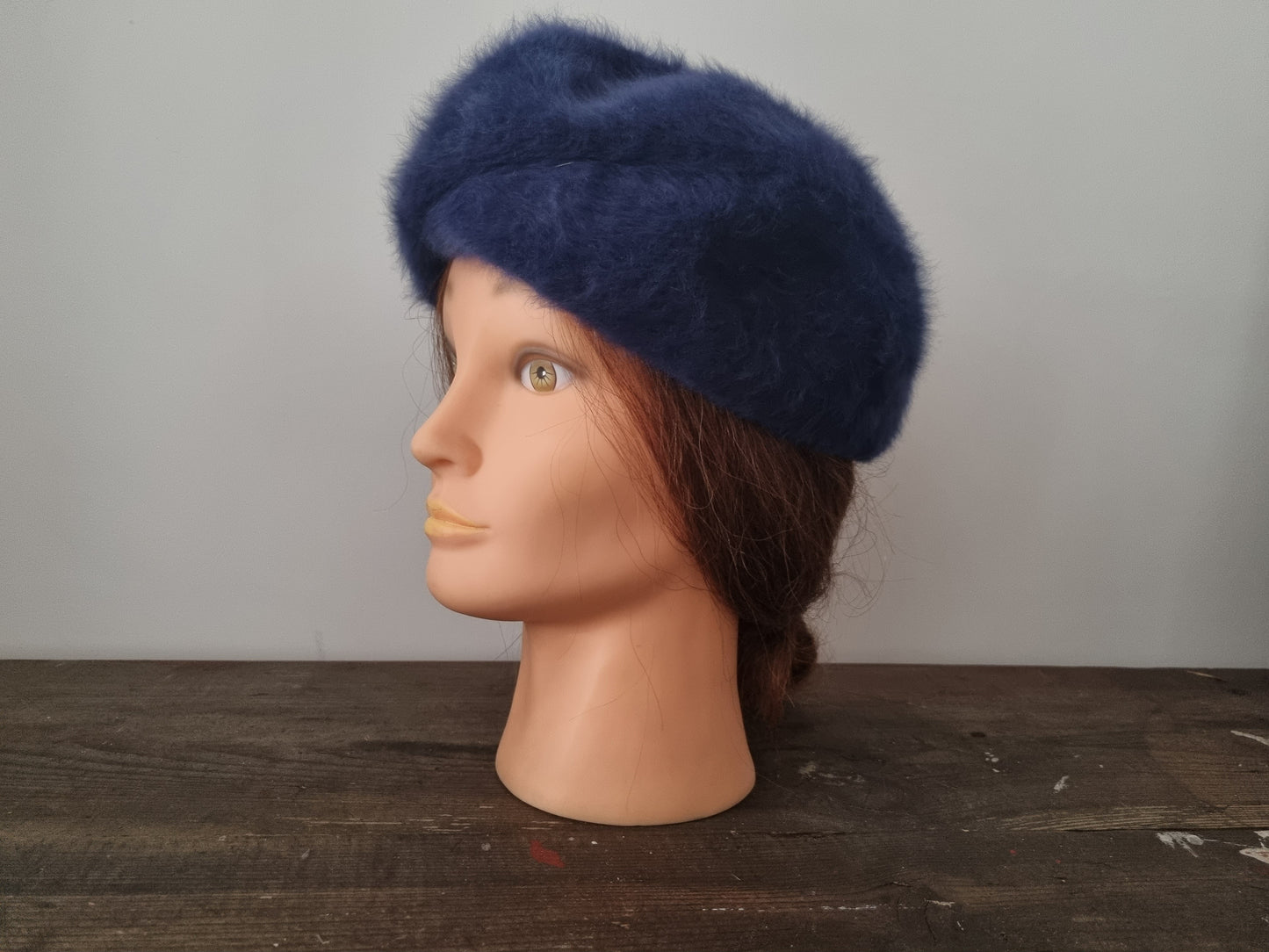 Vintage Kangol Furgora Navy Blue Fur Beret Hat Made in Great
