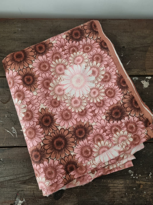 Vintage Pink Floral Fabric Remnant