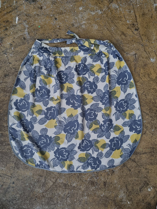 St Michael Vintage Blue and Yellow Floral Half Apron Made in Great Britain