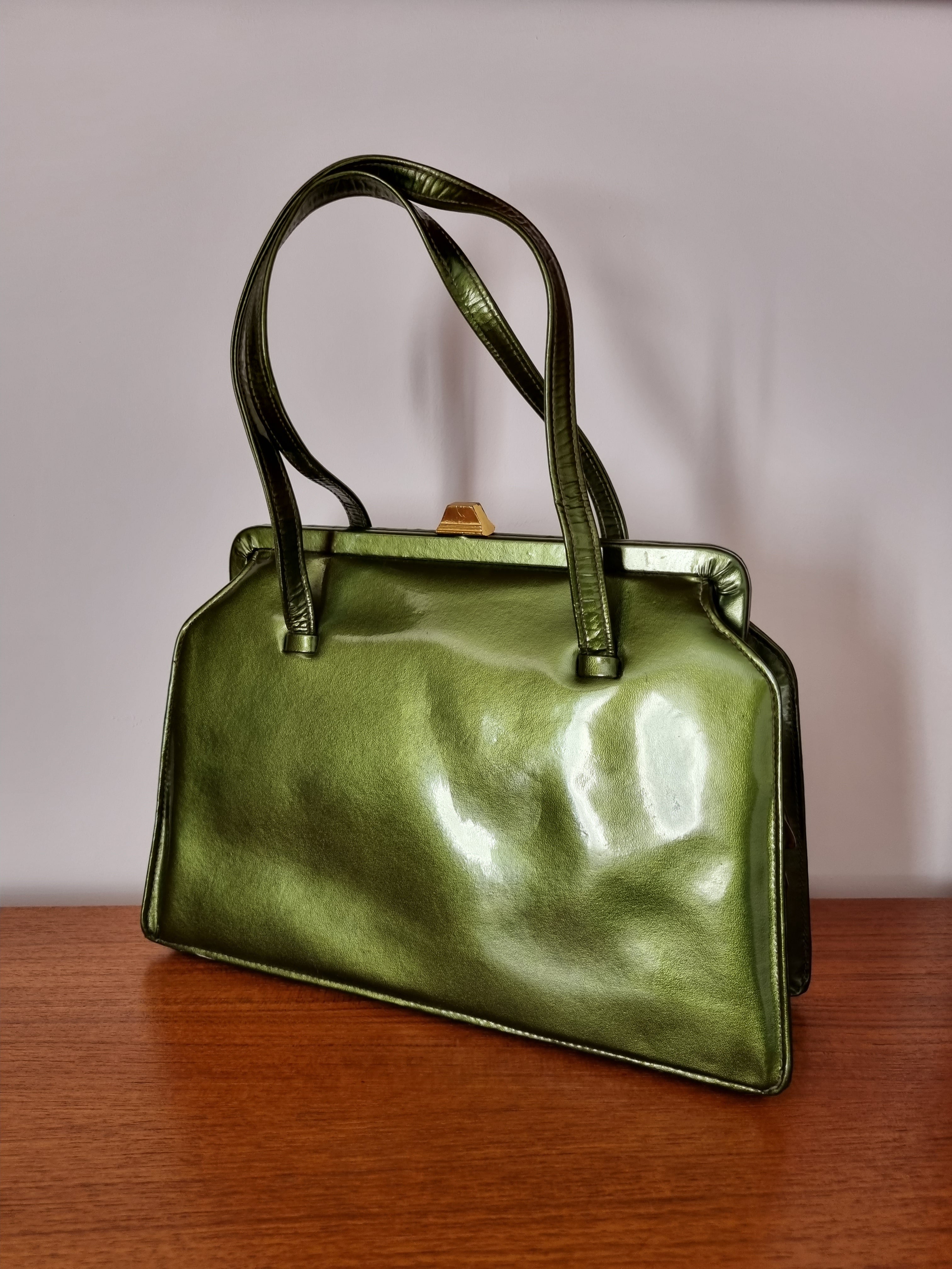 Top Handle Vintage Stunning Green Codix Handbag. Made in England