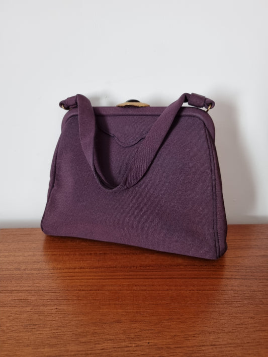 Vintage Purple CRF 1940s Kelly Handbag. Made in England.