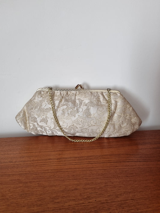 Vintage Gold and Cream CRF Top Handle Handbag. Made in England.