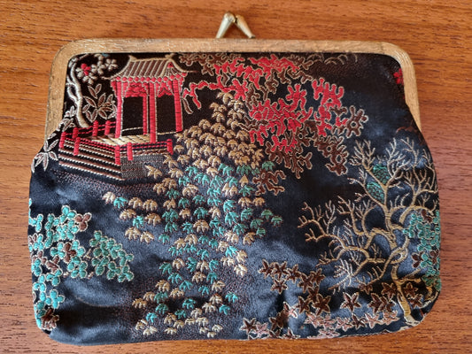 Vintage Handmade Oriental Pattern Embroidered Clutch Purse