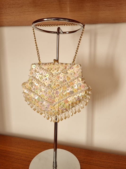 Vintage Antique White Contessa Franscesca Bridal Beaded Evening Bag