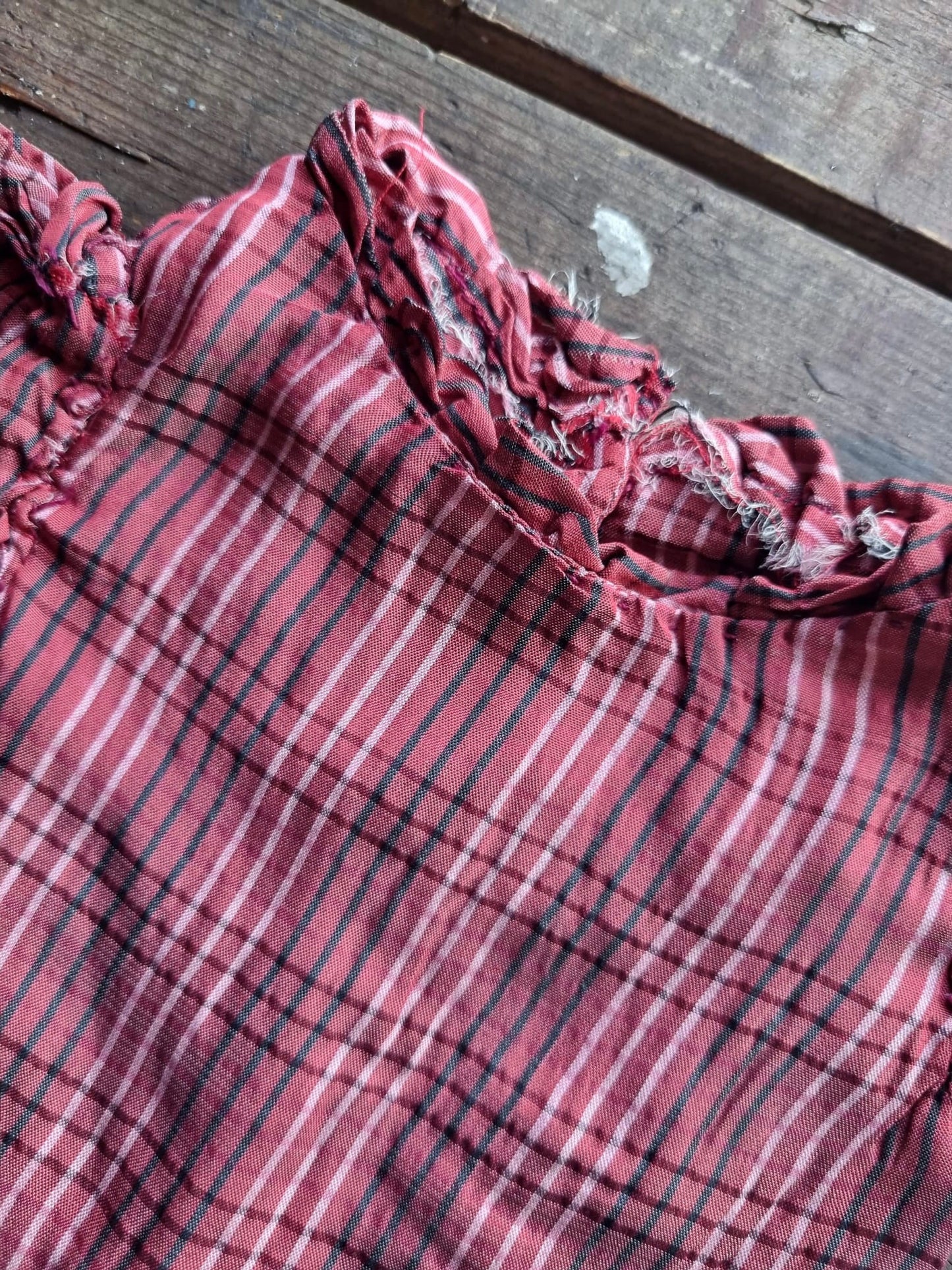 Vintage Handmade Red and Black Check Dolls Dress