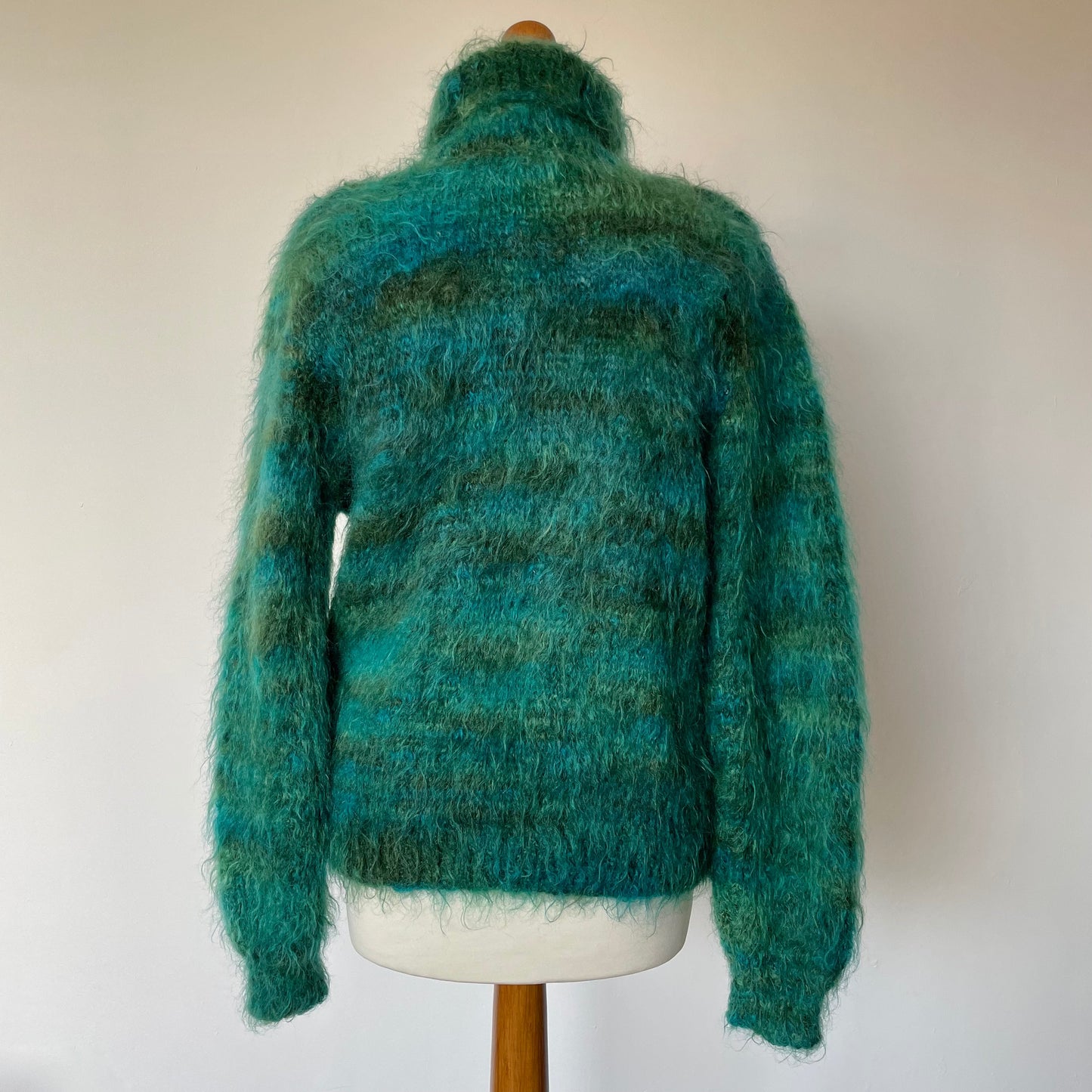 Vintage Jaegar All Wool Fluffy Jumper in Blue and Green