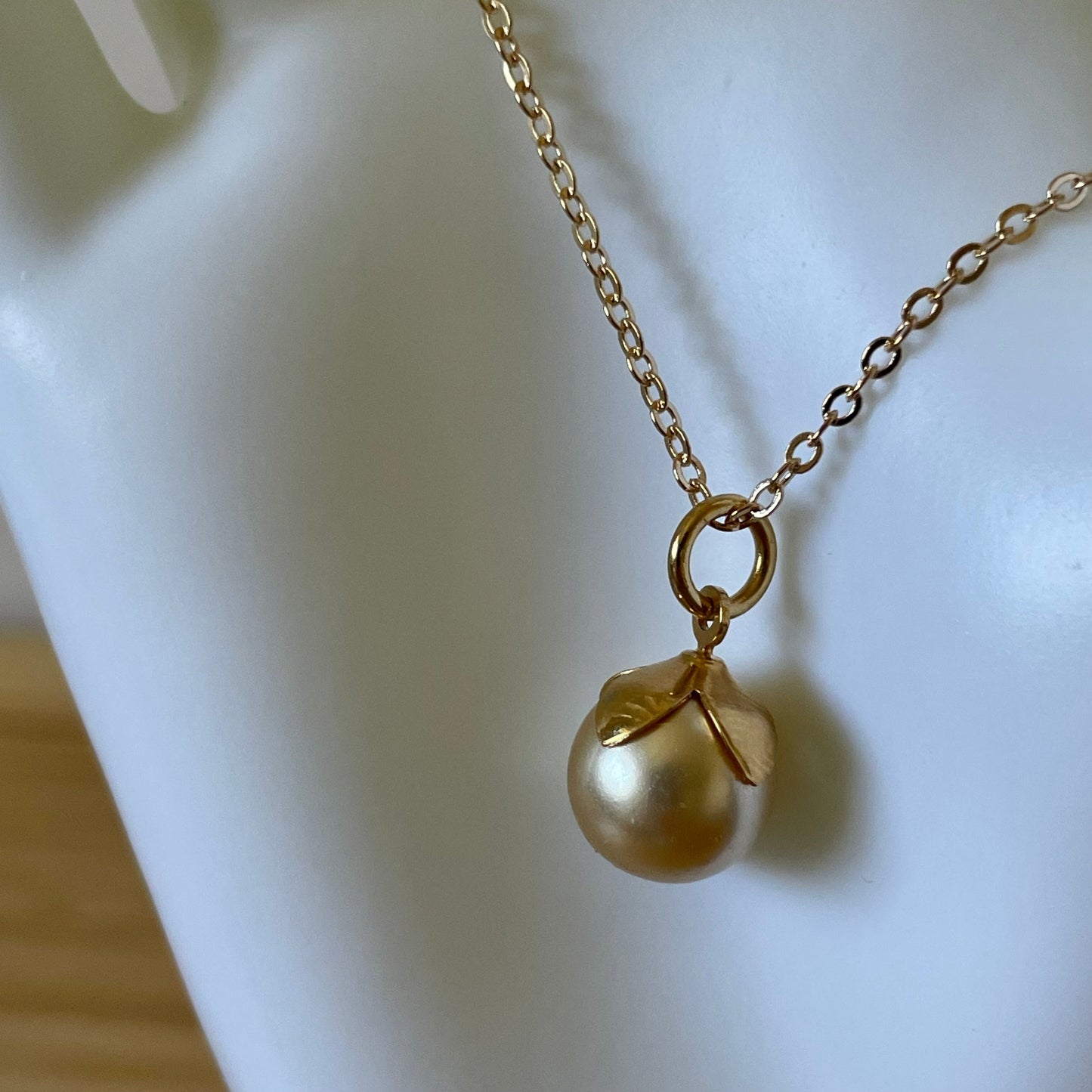 Vintage Sphere Drop Pendant Gold Tone Fruit Necklace