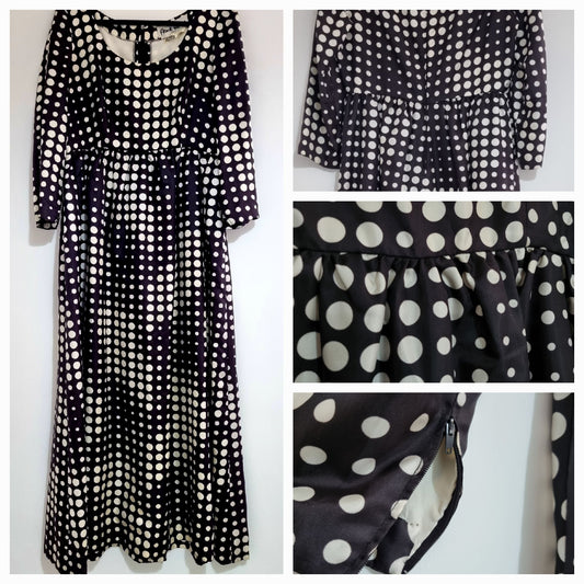 Frank Usher Vintage Pop Art Black and White Spot Smock Mid-size Dress (UK16)