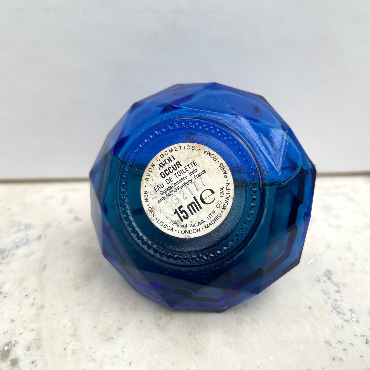Vintage Avon Occur! Eau De Toilette. G2177. 15ml Blue Perfume Bottle. Crystal Shape.