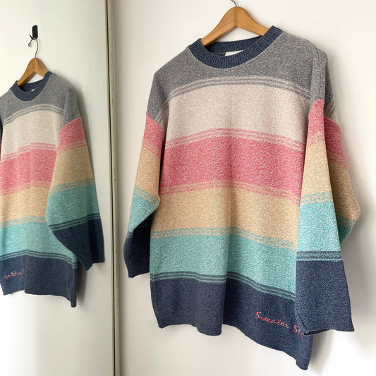 Vintage The Sweater Shop Pastel Multi Striped Jumper