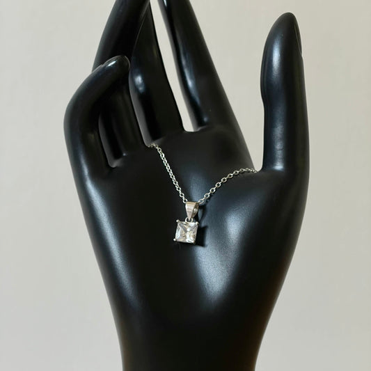 Necklace Vintage Sterling Silver 925 Cubic Zirconia Drop Pendant